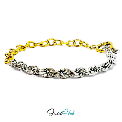 DuoTone 316L Stainless Steel Rope Bracelet – Chain & Twist Edition - JewelHub.co.uk