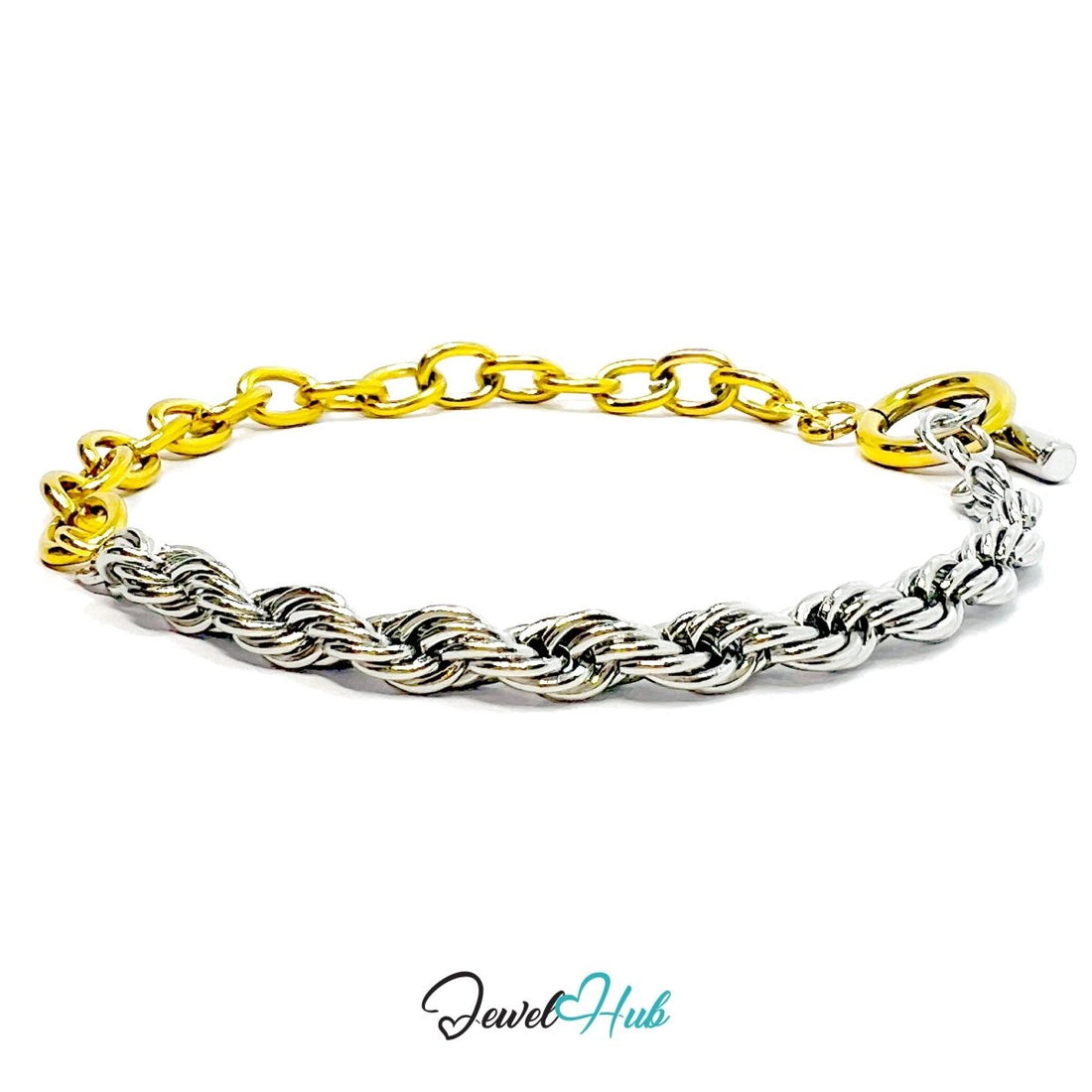 DuoTone 316L Stainless Steel Rope Bracelet – Chain & Twist Edition - JewelHub.co.uk