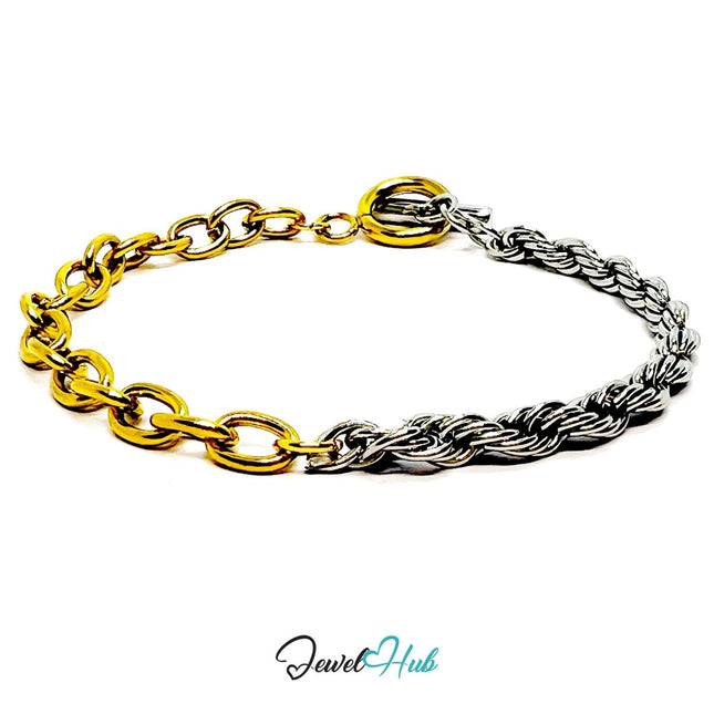 DuoTone 316L Stainless Steel Rope Bracelet – Chain & Twist Edition - JewelHub.co.uk