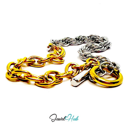 DuoTone 316L Stainless Steel Rope Bracelet – Chain & Twist Edition - JewelHub.co.uk