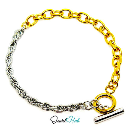 DuoTone 316L Stainless Steel Rope Bracelet – Chain & Twist Edition - JewelHub.co.uk