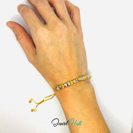 DuoTone 316L Stainless Steel Snake Chain Bracelet – Spiral Bead Accent - JewelHub.co.uk