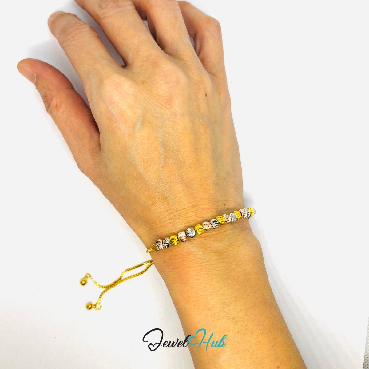 DuoTone 316L Stainless Steel Snake Chain Bracelet – Spiral Bead Accent - JewelHub.co.uk