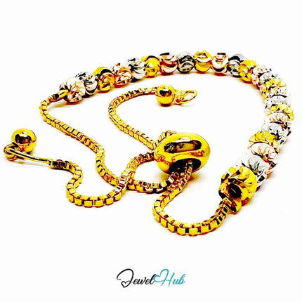 DuoTone 316L Stainless Steel Snake Chain Bracelet – Spiral Bead Accent - JewelHub.co.uk