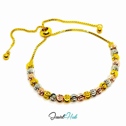 DuoTone 316L Stainless Steel Snake Chain Bracelet – Spiral Bead Accent - JewelHub.co.uk