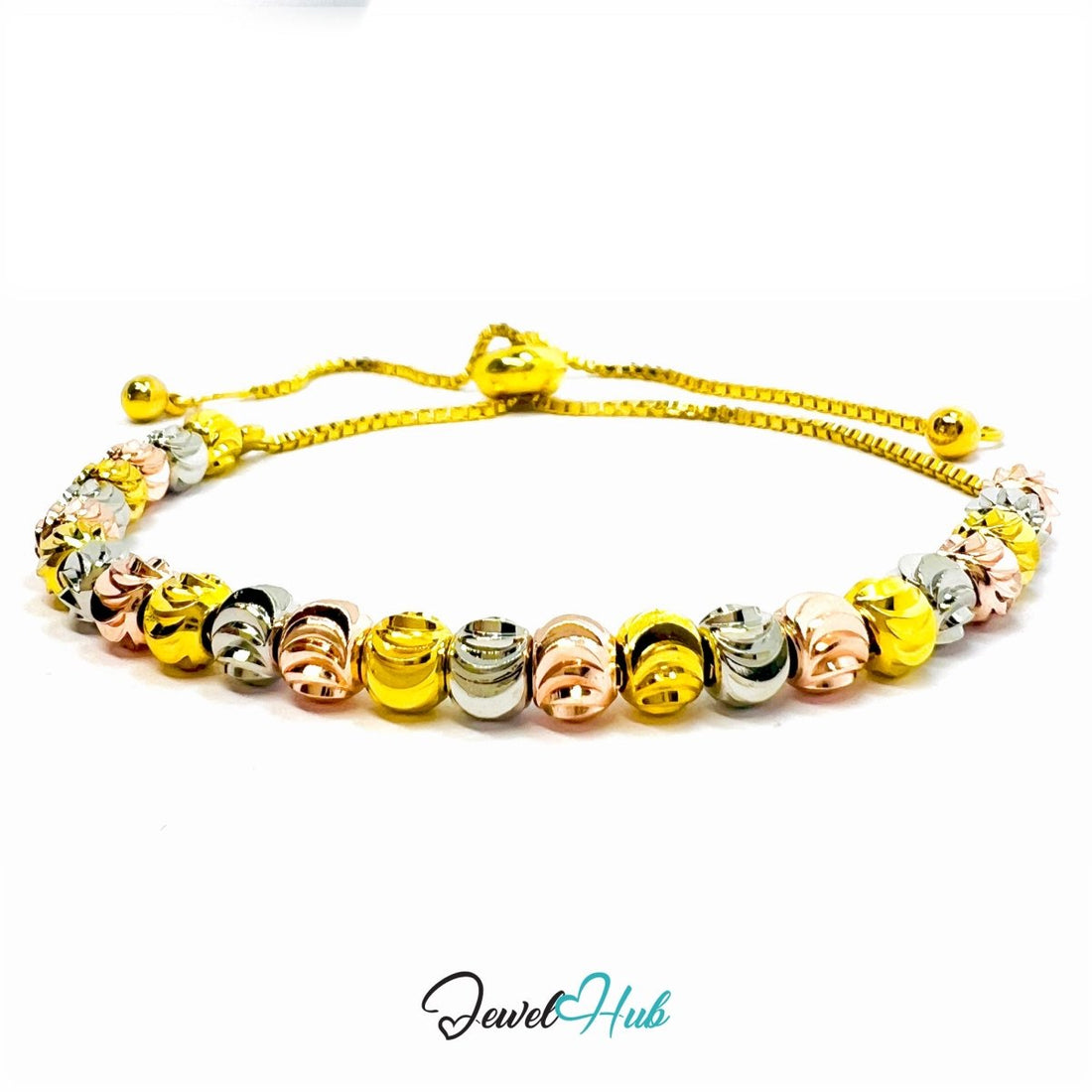 DuoTone 316L Stainless Steel Snake Chain Bracelet – Spiral Bead Accent - JewelHub.co.uk