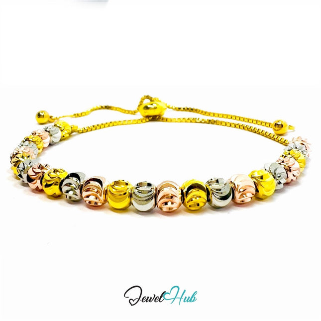 DuoTone 316L Stainless Steel Snake Chain Bracelet – Spiral Bead Accent - JewelHub.co.uk