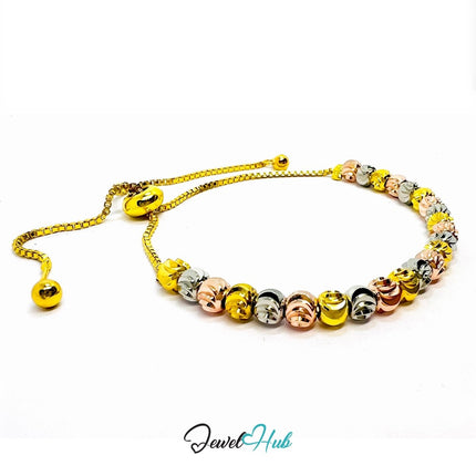 DuoTone 316L Stainless Steel Snake Chain Bracelet – Spiral Bead Accent - JewelHub.co.uk