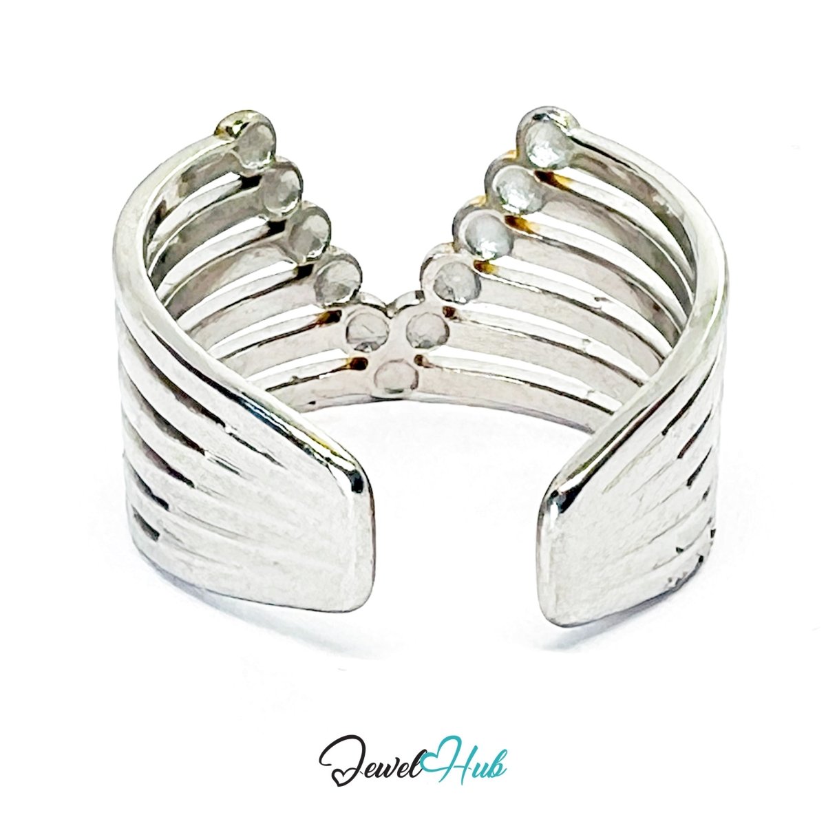 DuoTone BeadV Ring · Stainless Steel · Adjustable MNOPQ · Gold Bead Arc & Silver Bands - JewelHub.co.uk