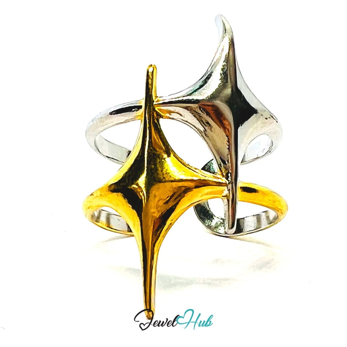 DuoTone BlinkBlink Ring · Stainless Steel · Adjustable QRS · Celestial Spark - JewelHub.co.uk