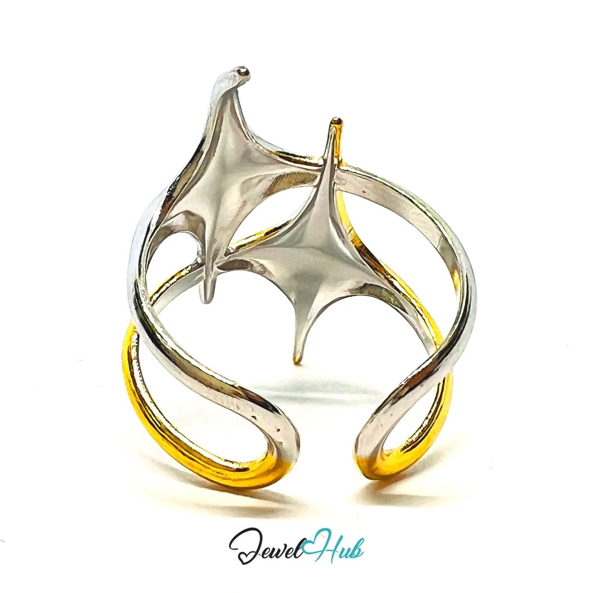 DuoTone BlinkBlink Ring · Stainless Steel · Adjustable QRS · Celestial Spark - JewelHub.co.uk