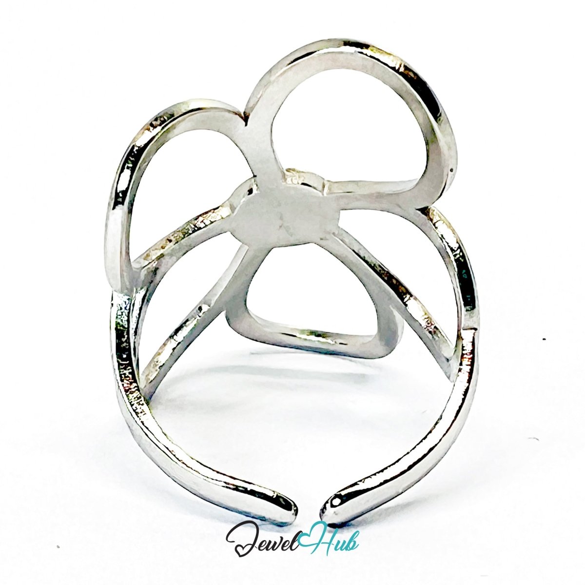DuoTone BloomLoop Ring · Stainless Steel · Adjustable MNOPQ · Gold Center & Silver Petal Loops - JewelHub.co.uk