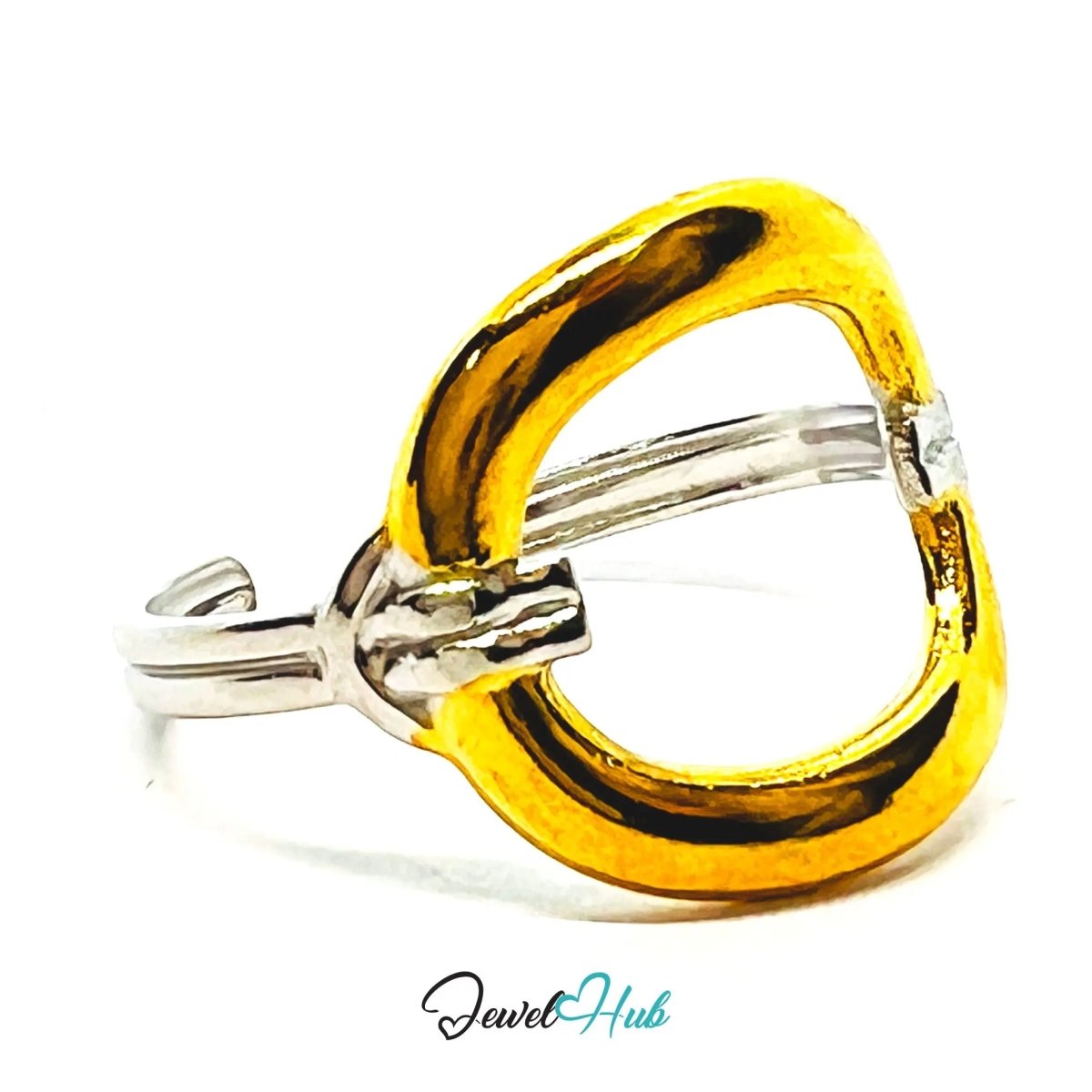 DuoTone Buckle & Horseshoe Adjustable Ring UK OPQ · Stainless Steel · Waterproof - JewelHub.co.uk