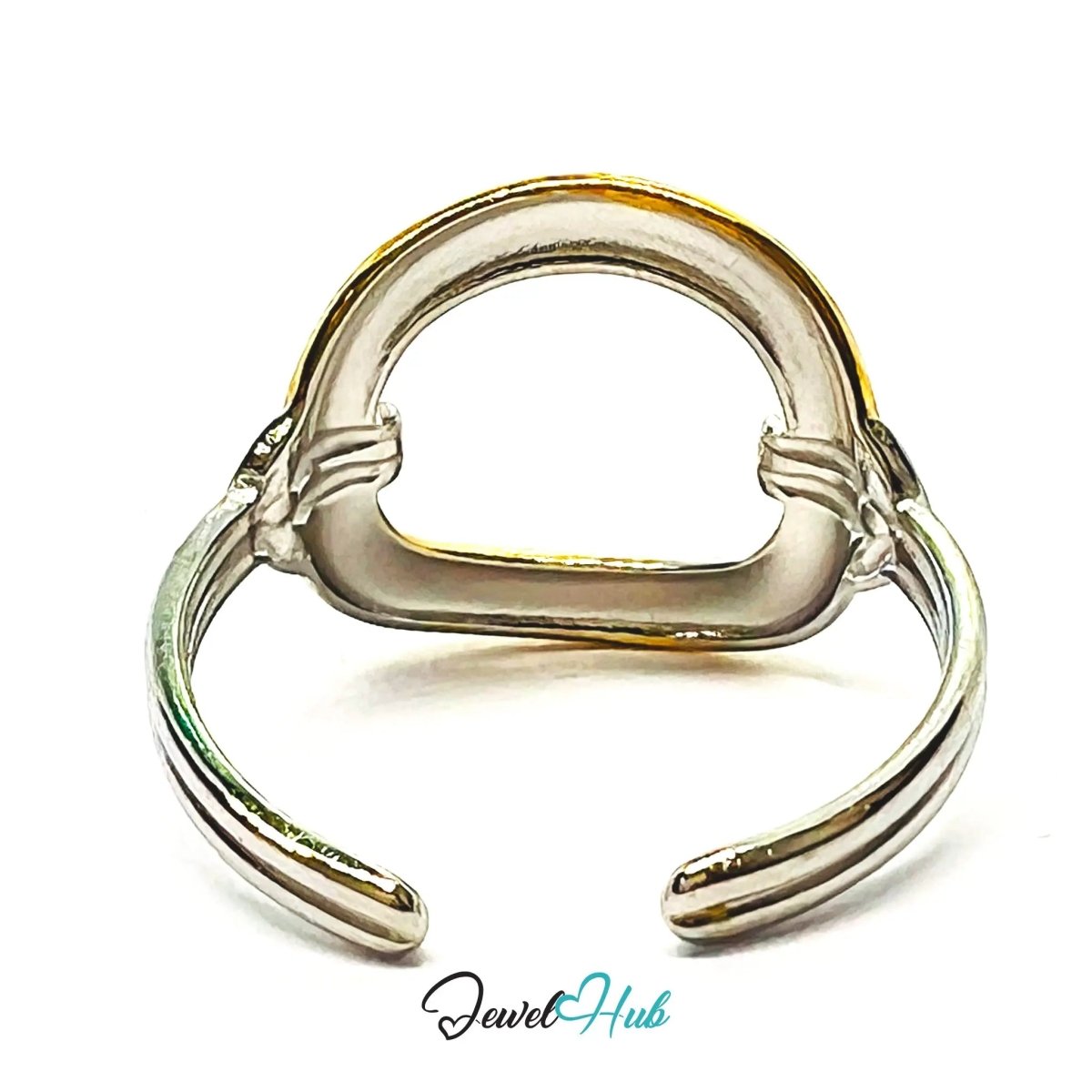 DuoTone Buckle & Horseshoe Adjustable Ring UK OPQ · Stainless Steel · Waterproof - JewelHub.co.uk