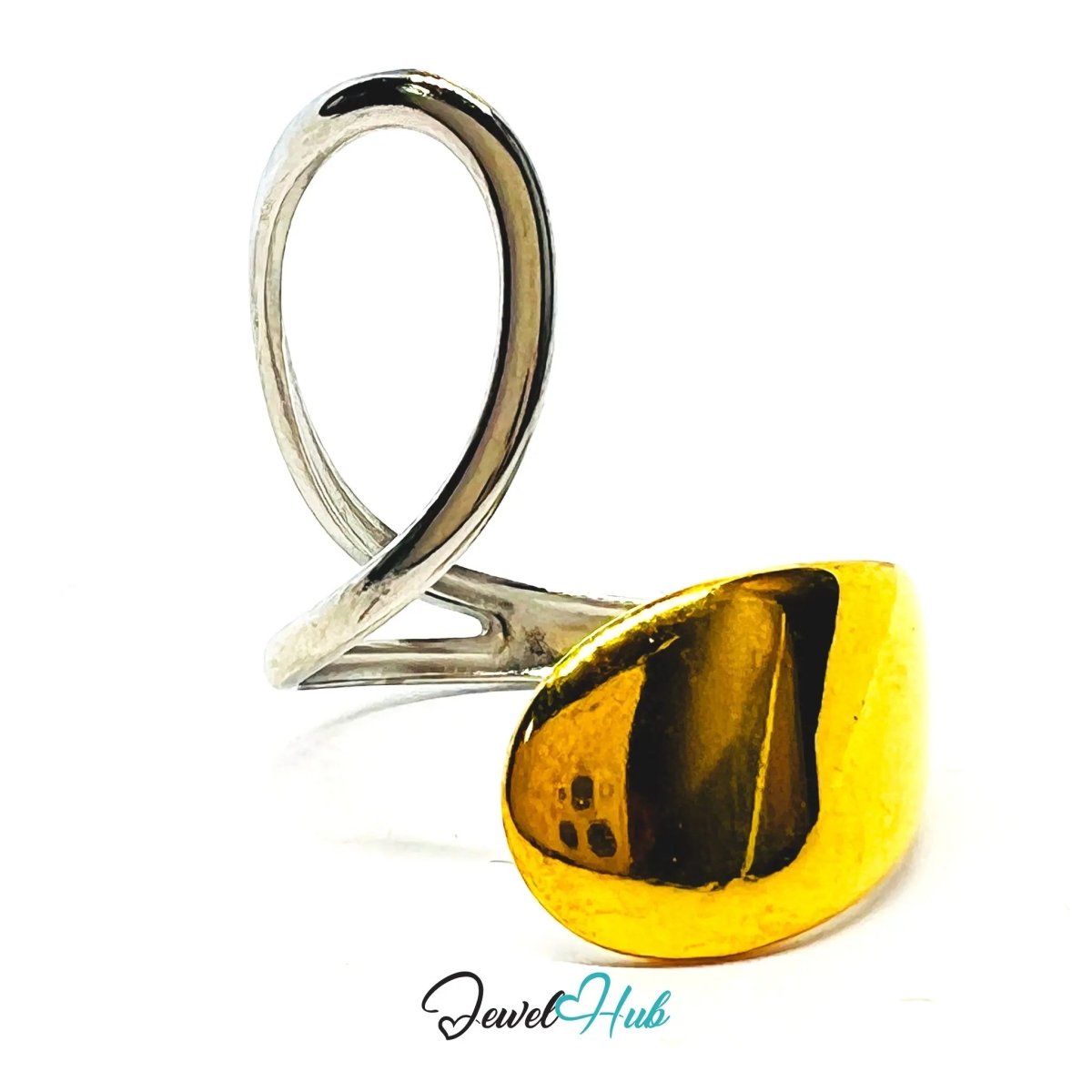 DuoTone CrestLoop Ring · Stainless Steel · Adjustable PQR · Elevated Form - JewelHub.co.uk
