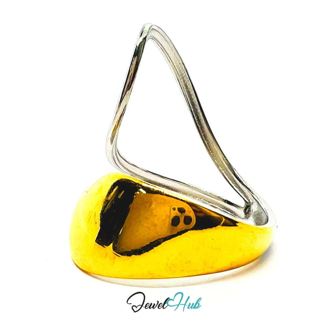 DuoTone CrestLoop Ring · Stainless Steel · Adjustable PQR · Elevated Form - JewelHub.co.uk