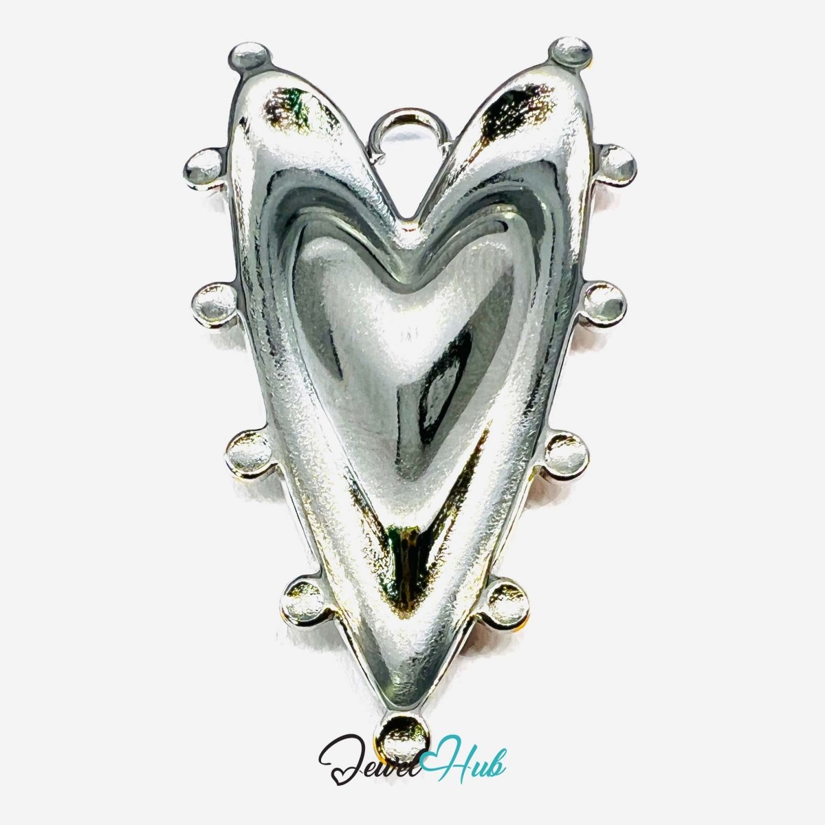 DuoTone Double Heart Pendant Gold Core Silver Frame Beaded Edge - JewelHub.co.uk