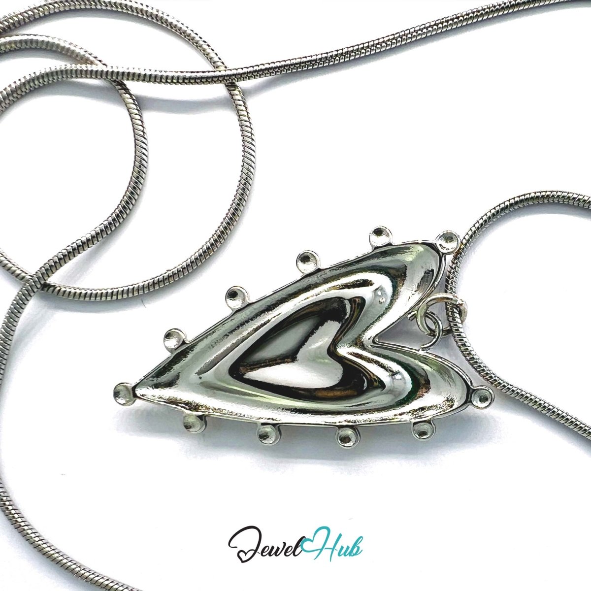 DuoTone Double Heart Pendant Gold Core Silver Frame Beaded Edge - JewelHub.co.uk