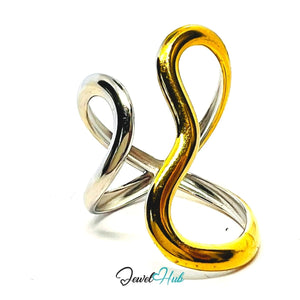 DuoTone DuoSwirl Band Ring · Stainless Steel · Adjustable MNO · Symbolic Motion - JewelHub.co.uk