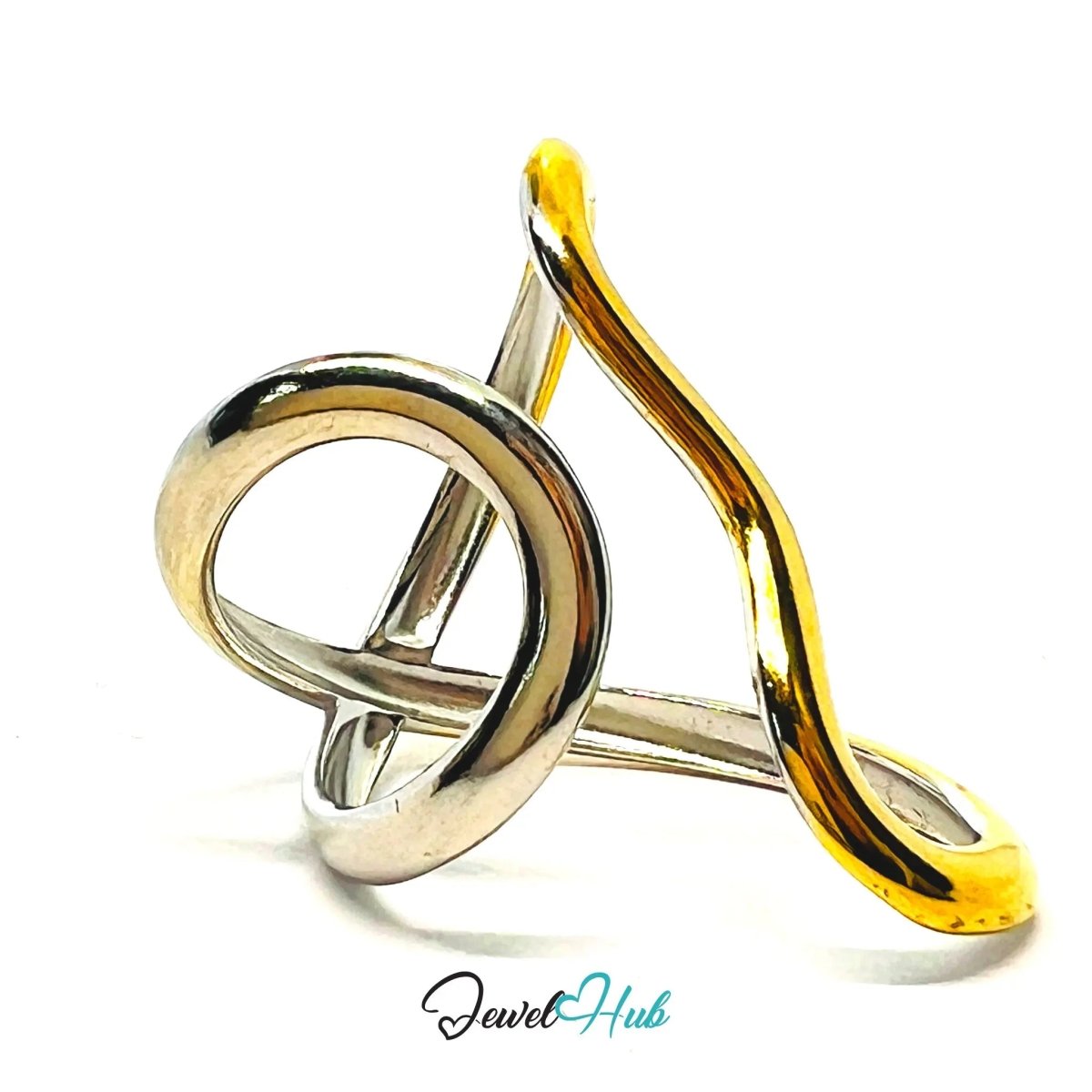 DuoTone DuoSwirl Band Ring · Stainless Steel · Adjustable MNO · Symbolic Motion - JewelHub.co.uk