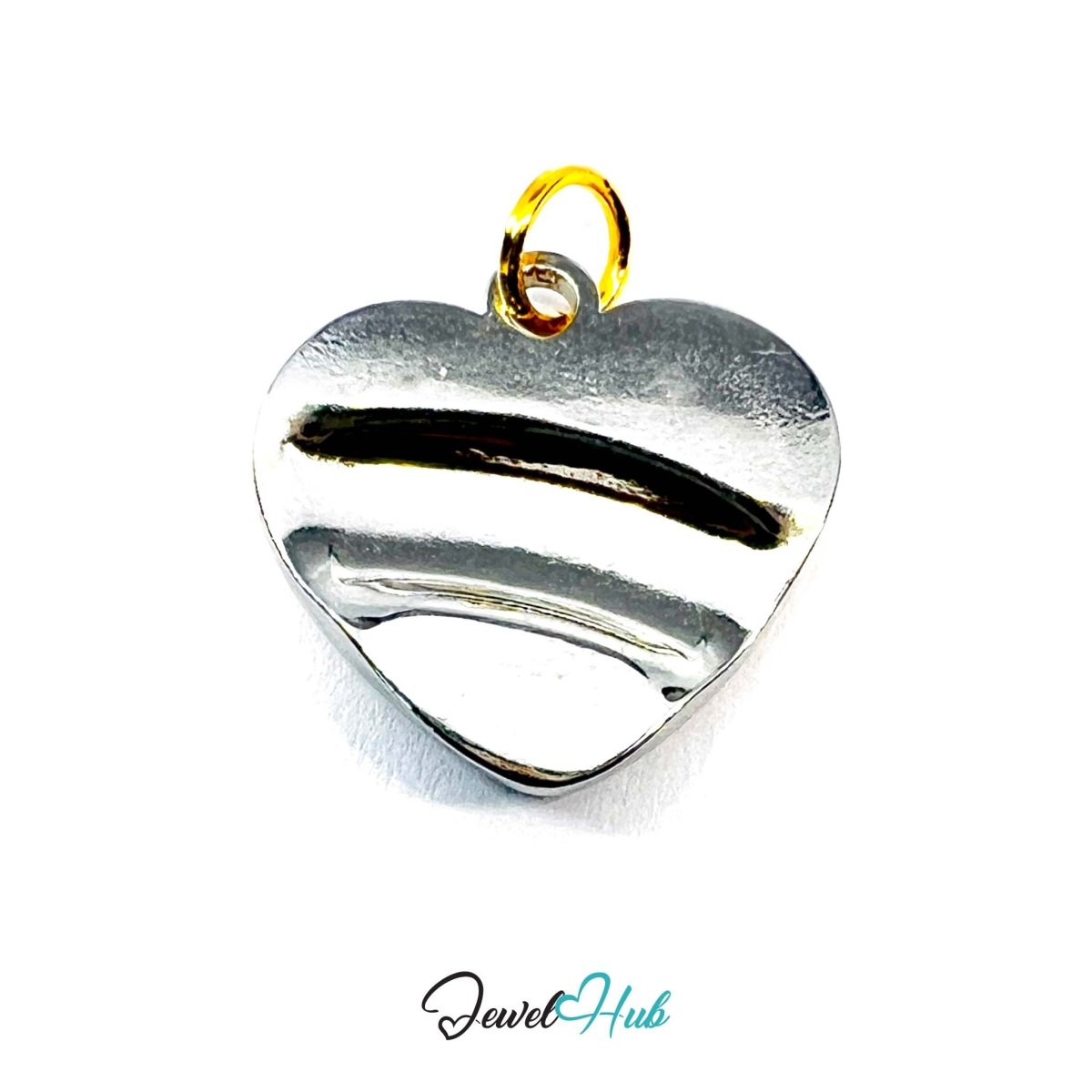 DuoTone Flow Curve Heart Pendant Gold Sweep Silver Base Charm - JewelHub.co.uk