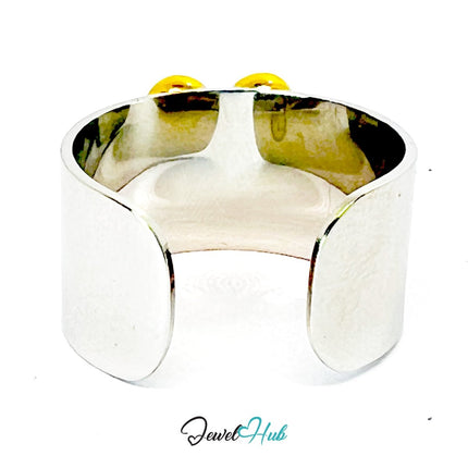 DuoTone Gold Heart Bold Ring · Stainless Steel · Adjustable MNOPQ · Glossy Heart - JewelHub.co.uk