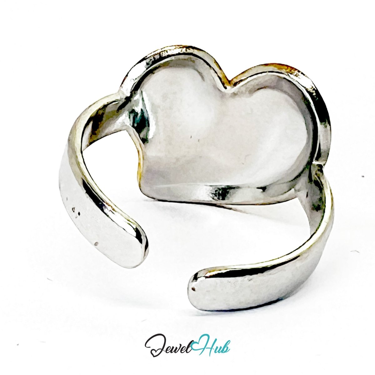 DuoTone HeartGlow Ring · Stainless Steel · Adjustable MNOPQ · Gold Heart & Silver Band - JewelHub.co.uk