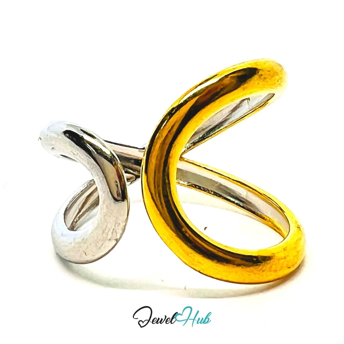 DuoTone OrbitBand Ring · Stainless Steel · Adjustable STU · Sculptural Motion - JewelHub.co.uk