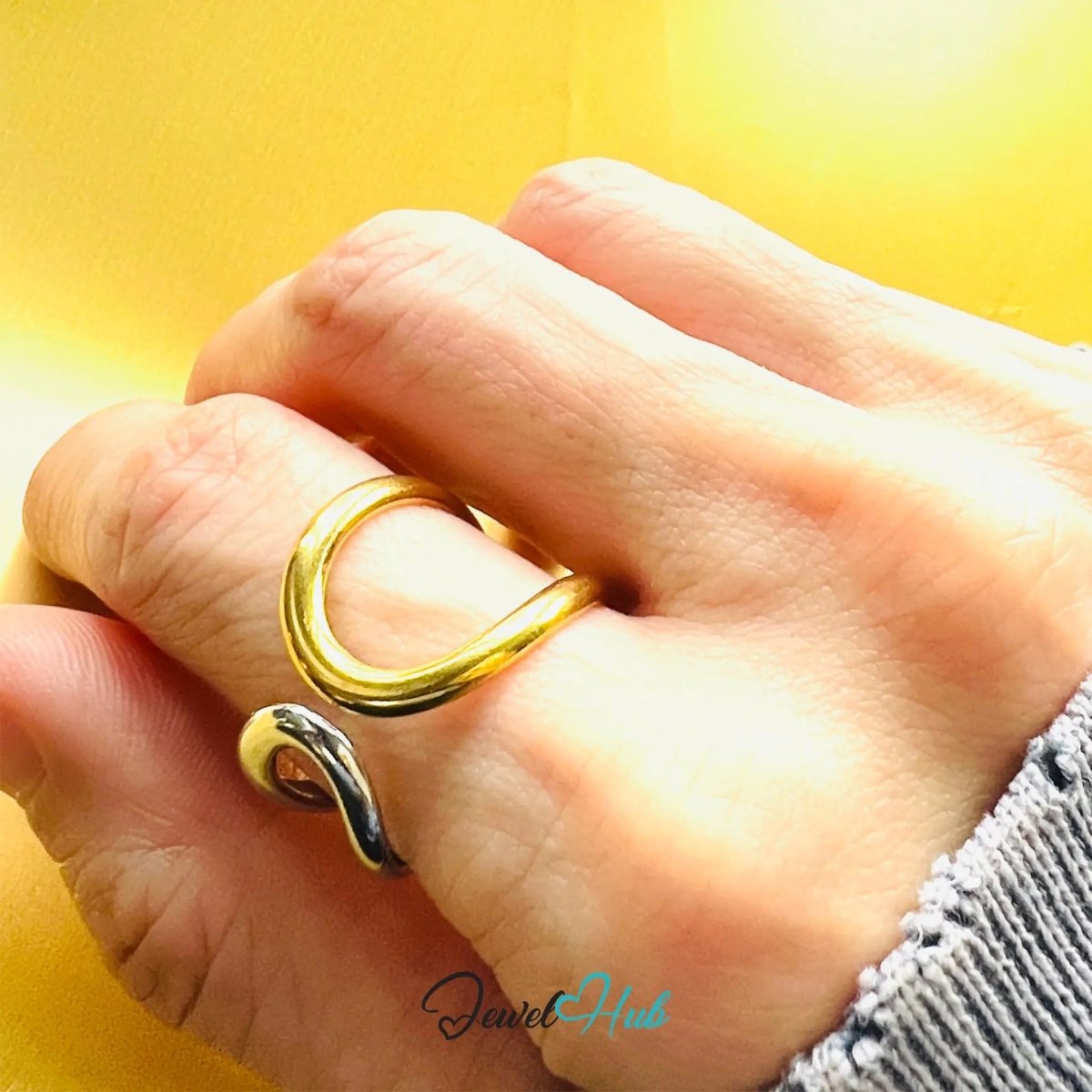 DuoTone OrbitBand Ring · Stainless Steel · Adjustable STU · Sculptural Motion - JewelHub.co.uk