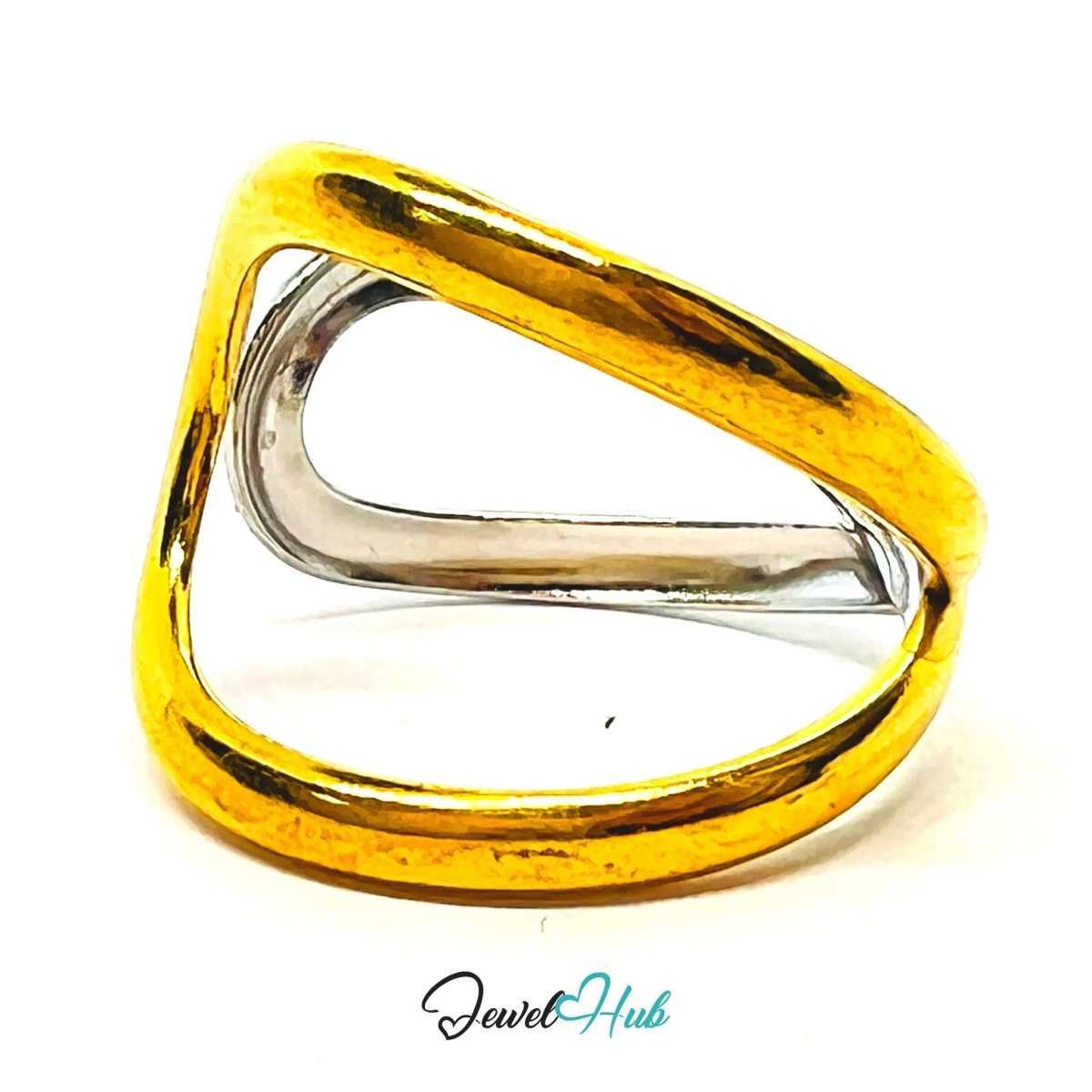 DuoTone OrbitBand Ring · Stainless Steel · Adjustable STU · Sculptural Motion - JewelHub.co.uk