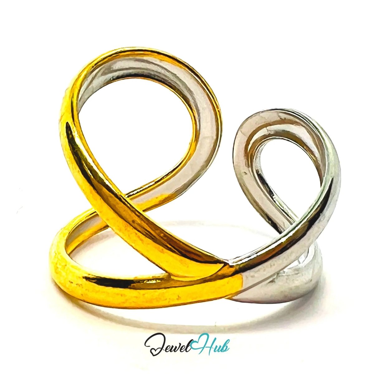 DuoTone OrbitBand Ring · Stainless Steel · Adjustable STU · Sculptural Motion - JewelHub.co.uk