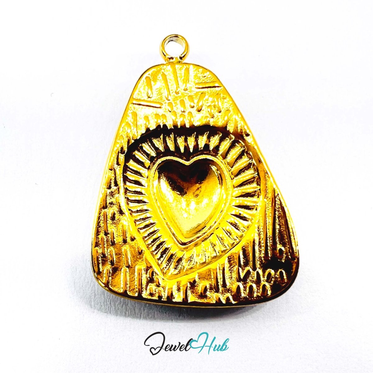 DuoTone Radiant Heart Pendant Gold Core Silver Plaque Steel Charm - JewelHub.co.uk