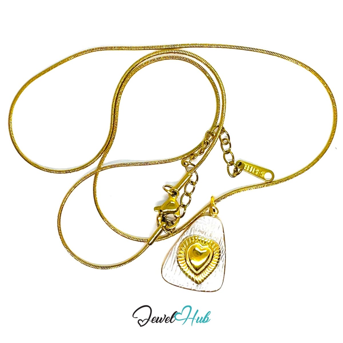 DuoTone Radiant Heart Pendant Gold Core Silver Plaque Steel Charm - JewelHub.co.uk