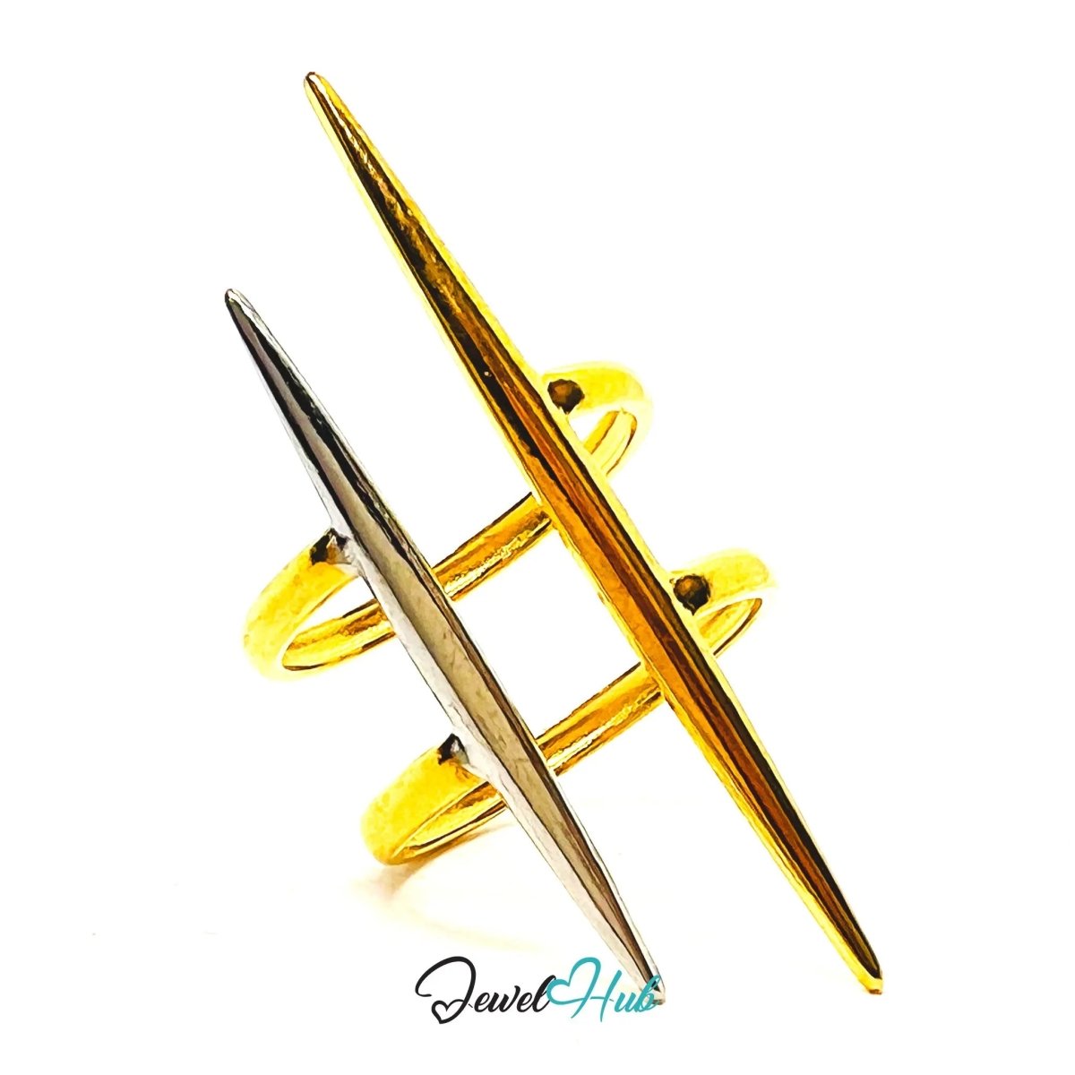 DuoTone SpikeForm Stainless Steel Ring · Adjustable PQR · Elegant Sharpness - JewelHub.co.uk