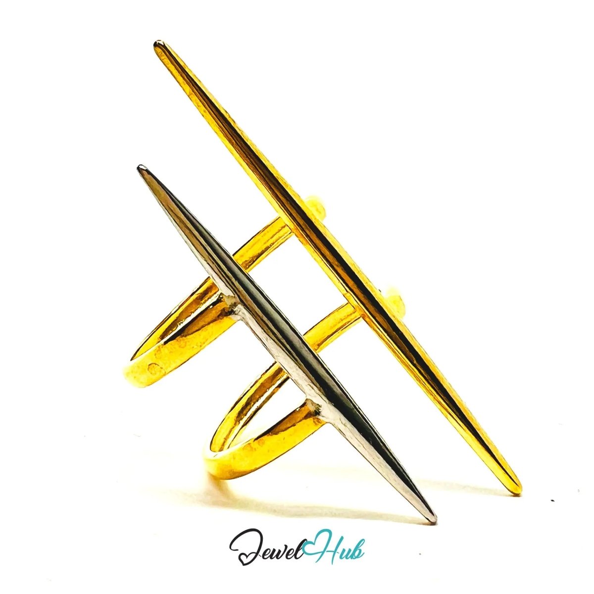 DuoTone SpikeForm Stainless Steel Ring · Adjustable PQR · Elegant Sharpness - JewelHub.co.uk