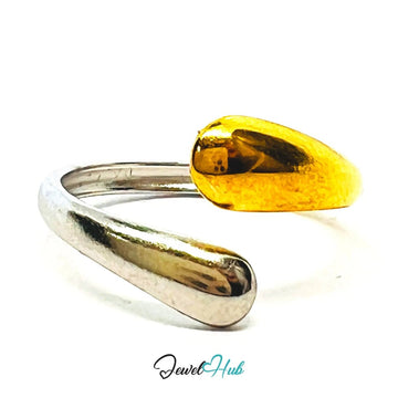 DuoTone SplitBand Ring · Stainless Steel · Adjustable OPQ · Waterproof Everyday Statement - JewelHub.co.uk
