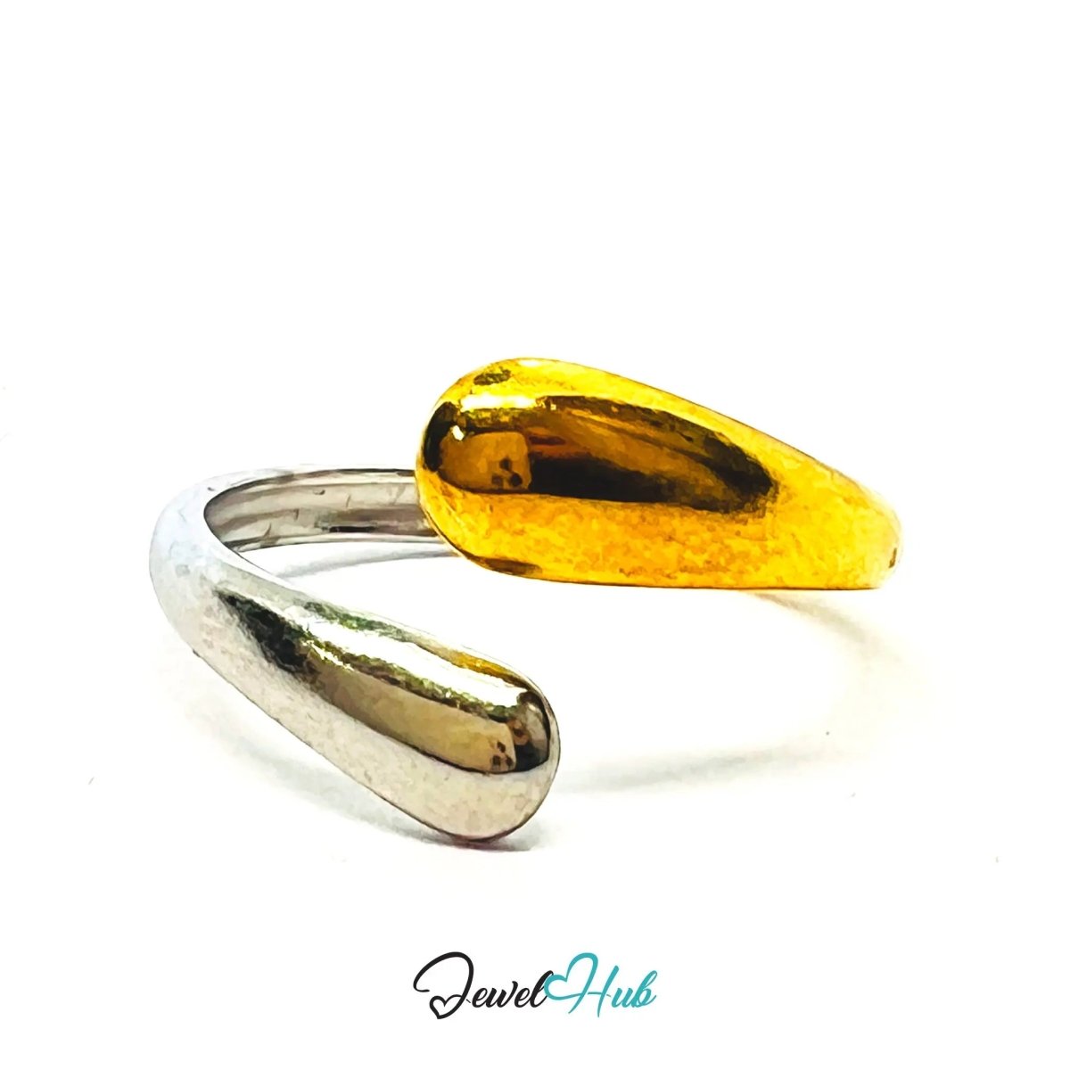 DuoTone SplitBand Ring · Stainless Steel · Adjustable OPQ · Waterproof Everyday Statement - JewelHub.co.uk