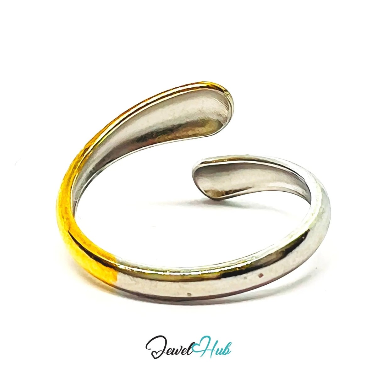 DuoTone SplitBand Ring · Stainless Steel · Adjustable OPQ · Waterproof Everyday Statement - JewelHub.co.uk