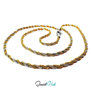 DuoTone Stainless Steel Rope Chain Necklace 2mm | 40cm or 50cm or 60cm - JewelHub.co.uk