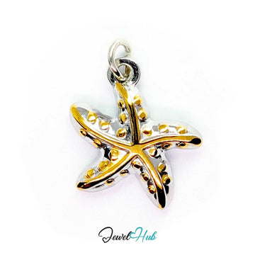 DuoTone starfish charm in silver stainless steel with gold-tone arms - JewelHub