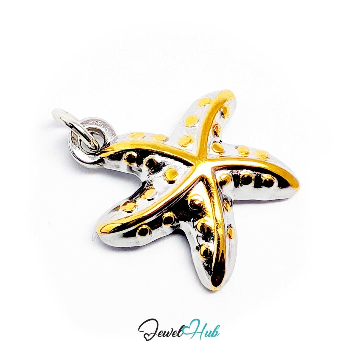 DuoTone starfish charm tilted to show the pitted surface texture - JewelHub