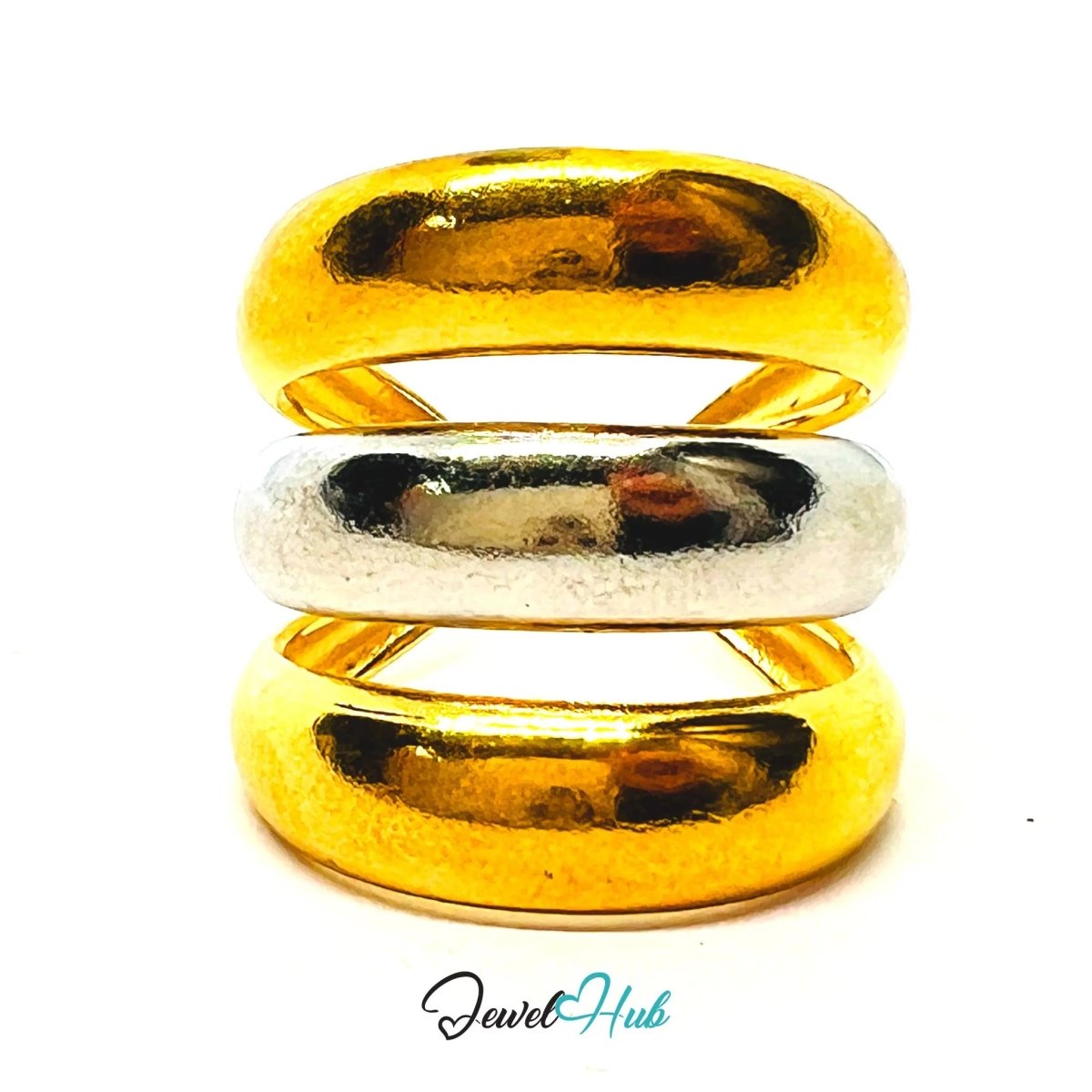 DuoTone TriBand Ring · Stainless Steel · Adjustable NOP · Triple Band Design - JewelHub.co.uk
