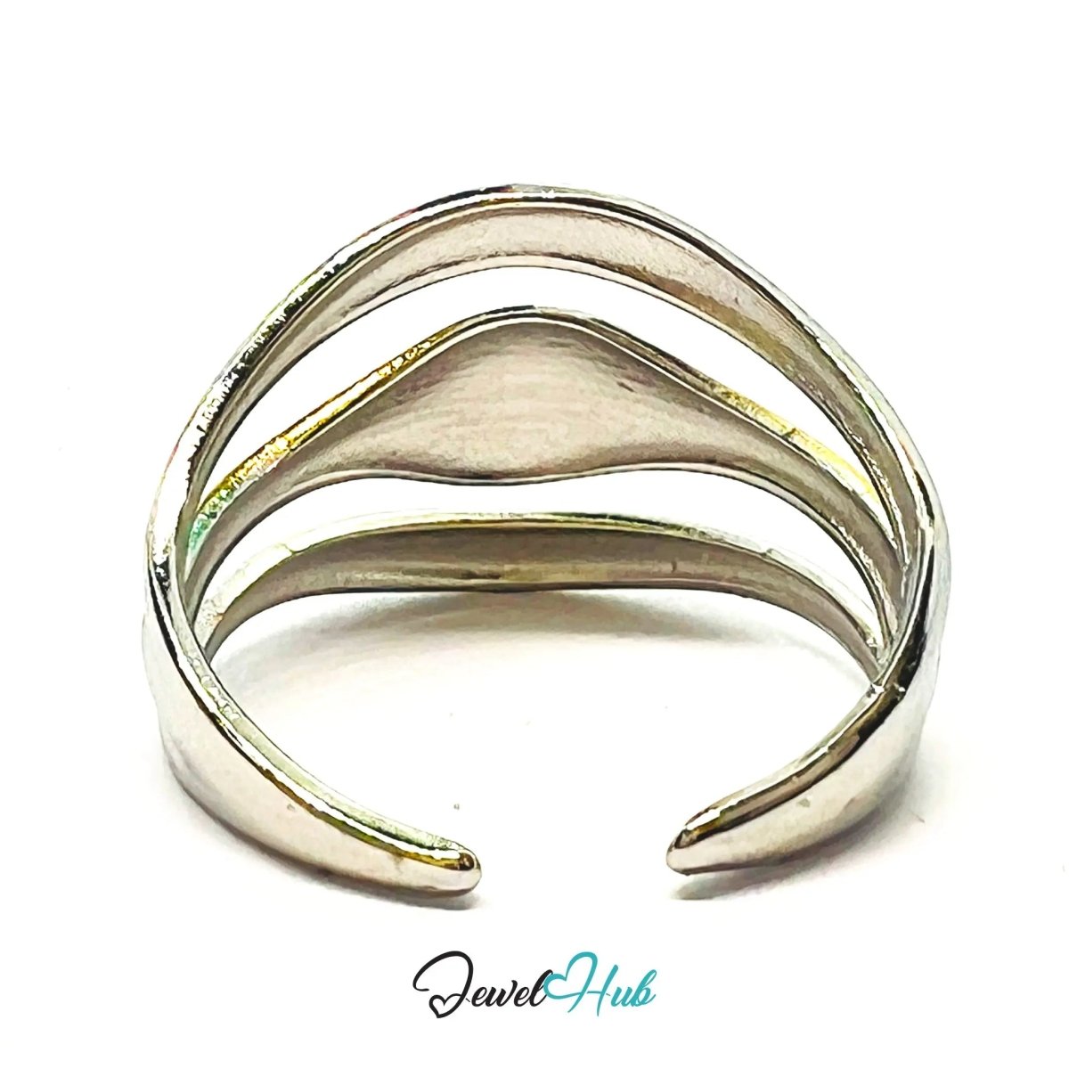 DuoTone TrioBand Ring · Stainless Steel · Adjustable OPQ · Everyday Sculptural Statement - JewelHub.co.uk