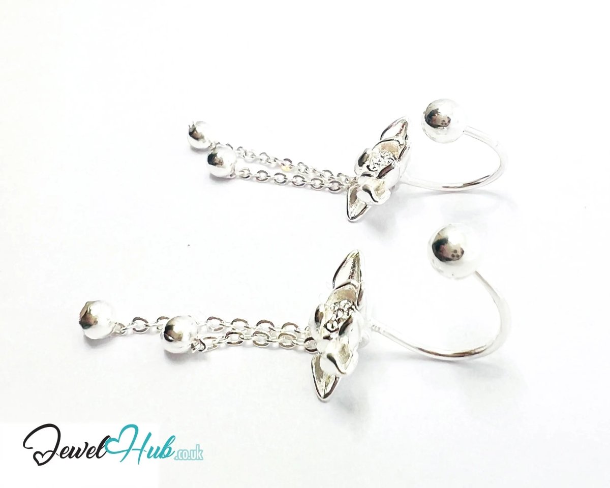 Echo Bloom – 925 Sterling Silver Back - Drop Stud Earrings (2.51g) - JewelHub.co.uk