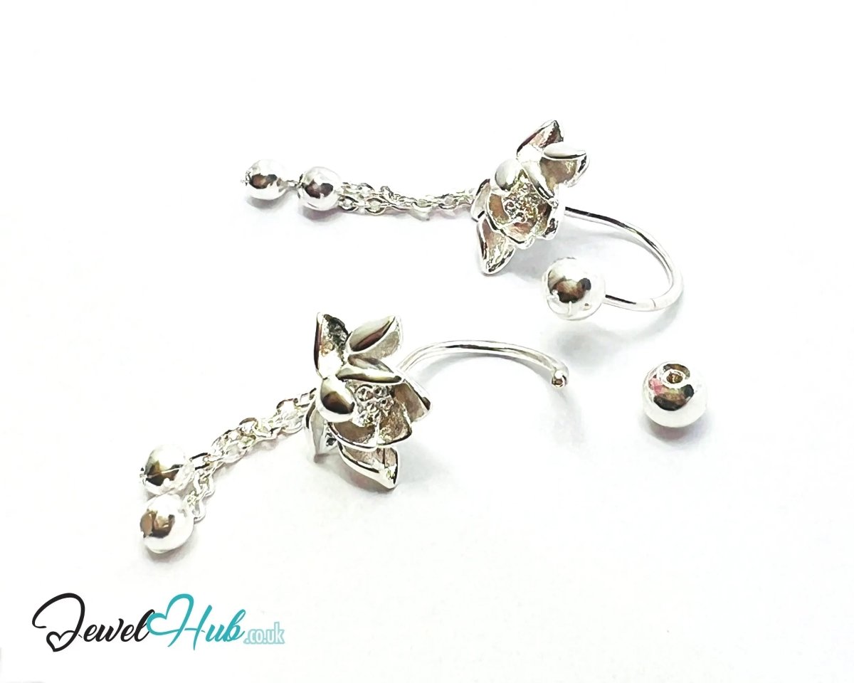 Echo Bloom – 925 Sterling Silver Back - Drop Stud Earrings (2.51g) - JewelHub.co.uk