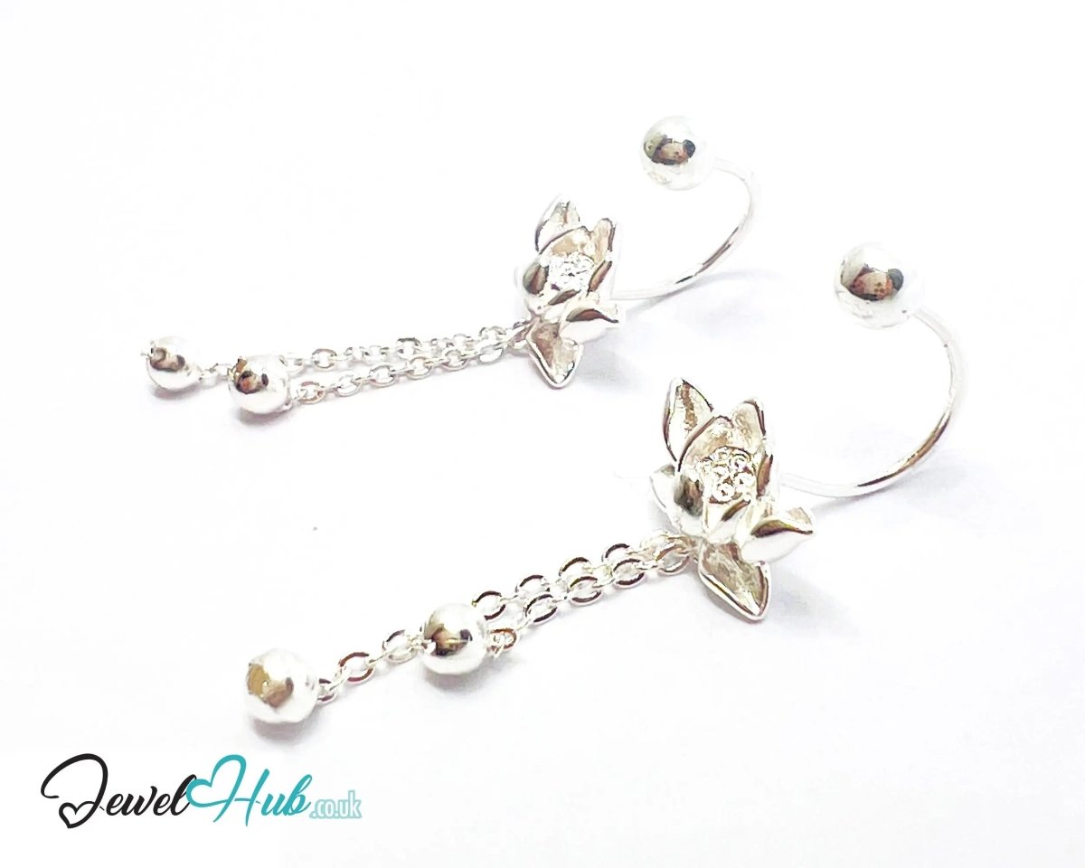 Echo Bloom – 925 Sterling Silver Back - Drop Stud Earrings (2.51g) - JewelHub.co.uk
