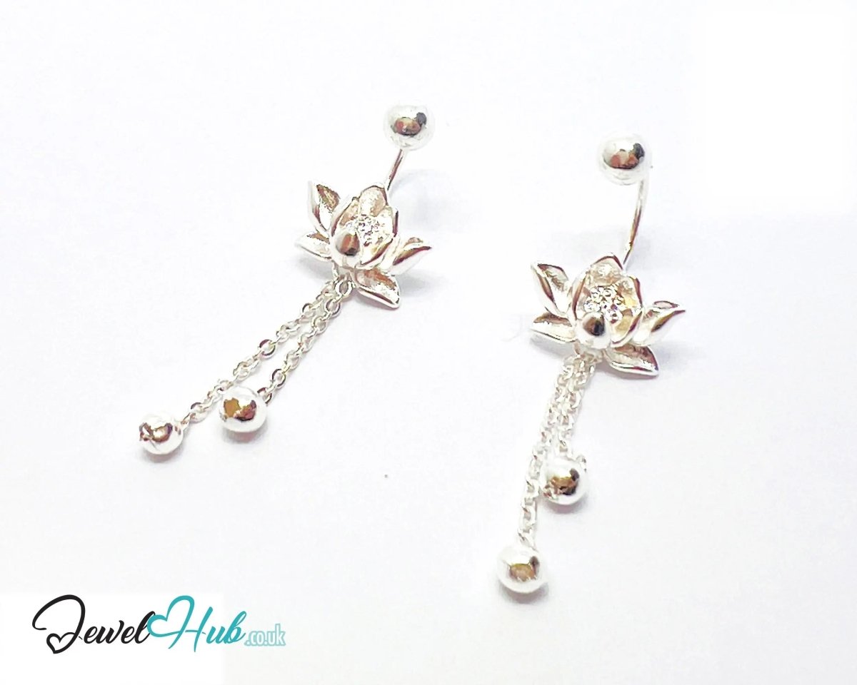 Echo Bloom – 925 Sterling Silver Back - Drop Stud Earrings (2.51g) - JewelHub.co.uk