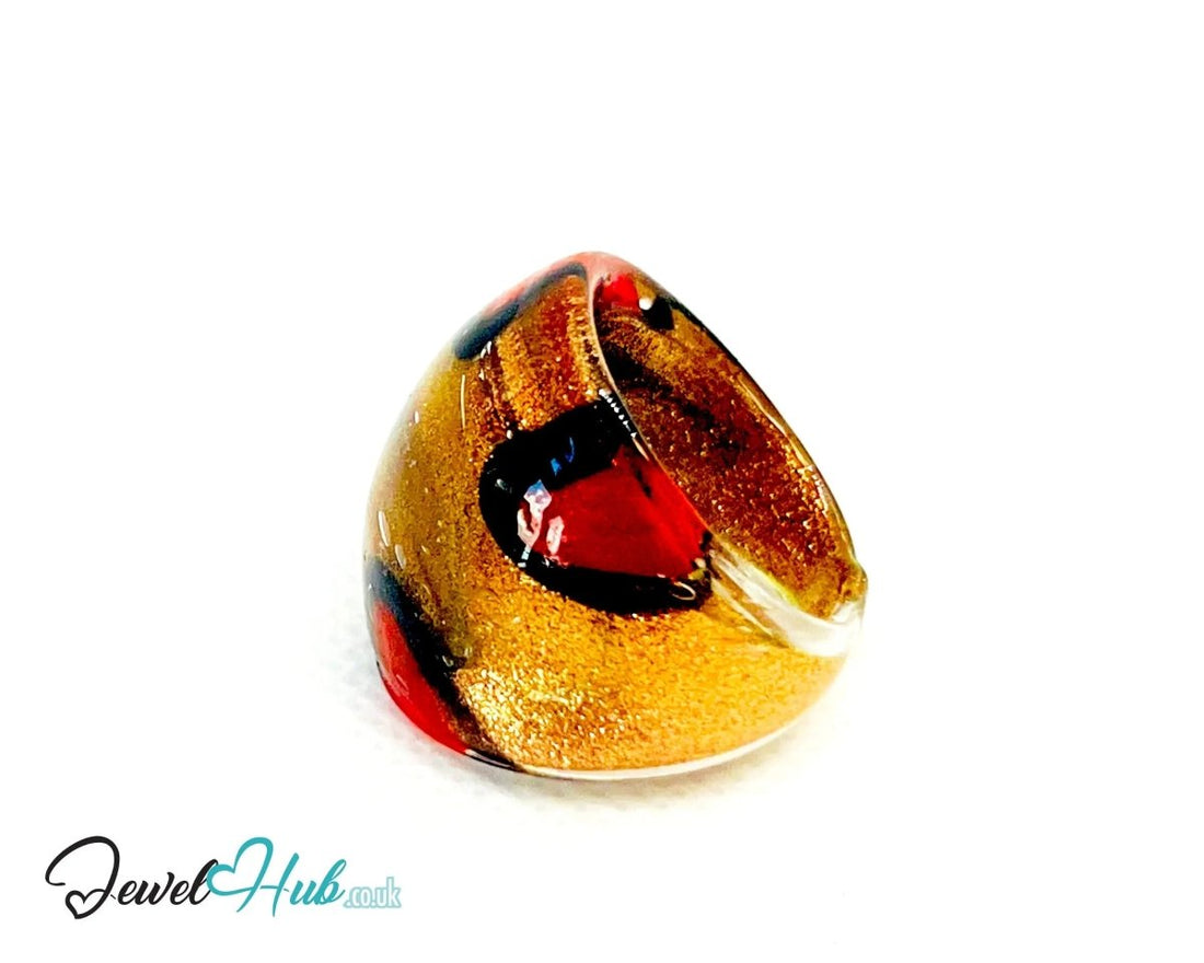 EmberMark 🔥 Glass Ring – UK N · US 6.75 · Giant Series · Sculptural Flame Statement - JewelHub.co.uk