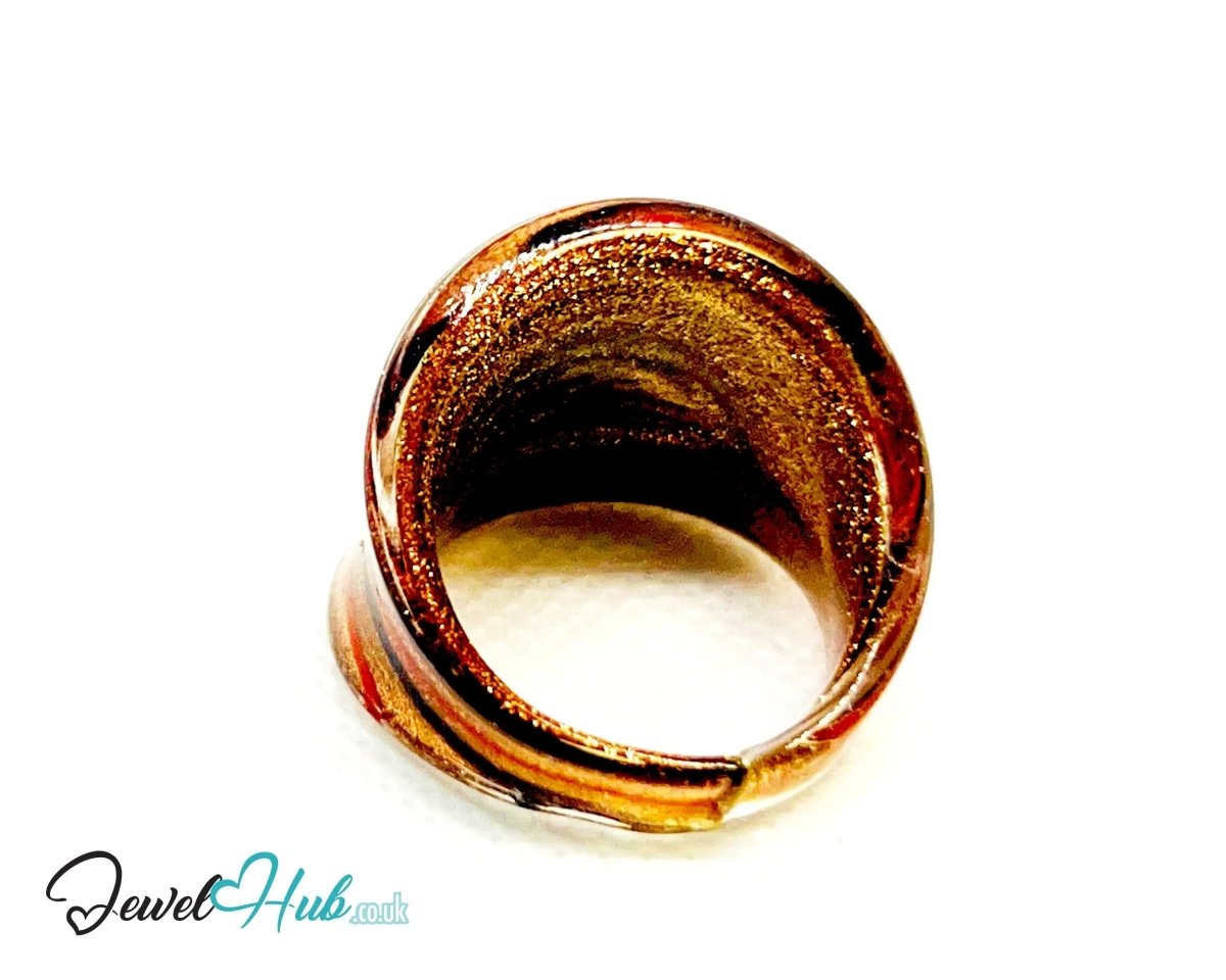 EmberStripe 🔥 Glass Ring – UK R · US 9 · Giant Series · Handcrafted Glass - JewelHub.co.uk
