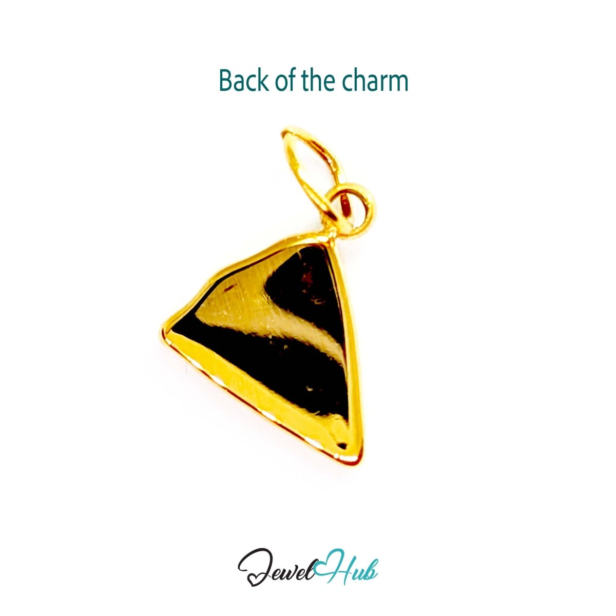 Embossed pizza slice charm in gold stainless steel - reverse - JewelHub
